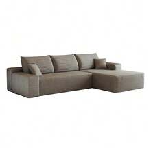 270cm Boneless Modular Corner Sofa With L-Shaped Chaise Longue, Modern Modular Sofa With Deep Seat, No Assembly Required, Compression Sofa For Living Room, Bedroom, Apartment - Camel - View 11
