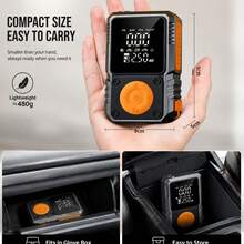 150PSI Portable Air Pump Car Tire Inflator Car Jump Starter With Tire Pressure Gauge And LED Display 3X Speed One-Touch Smart Wireless Air Pump - A - View 8