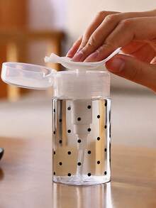Black Polka Dot Pattern Reusable Pet Portable Travel Bottle, With 3.38oz/6.76oz Portable Pump Head, Suitable For Nail Polish Remover, Toner And Makeup Remover, Round Top Design, Hand Washable, Makeup Remover Bottle - Clear - View 11
