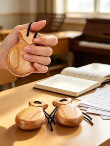 Spanish Flamenco Castanets With Hanging Rope For Easy Operation And Practice, Traditional Wooden Hand Drum, Adult Musical Instrument, Spanish Souvenir Gift, Beginner Musical Instrument, Adult Beginner Dance Performance Practice Instrument, Orff Percussion Instrument, Suitable For Dance Performance And Music Teaching, Suitable For Dancer Party, Ballroom Entertainment, Young Musicians - Multicolor - View 2