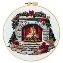 Christmas Decorations Embroidery Kit For Adult Beginners. Includes Manual, Printed Fabric, Hoop, Needles, Threads & Stitch Guide. Great Home Gift For Women. Size: 15x15cm/5.9in Or 20x20cm/7.9in. - Christmas - View 16