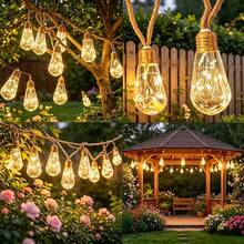 24/16/8 LED Solar Powered Outdoor Fairy String Lights, Hemp Rope Papaya String Lights, 8 Lighting Modes, Suitable For Garden, Yard, Patio, Trees, Camping, Christmas, Halloween, Wedding, Party, Holiday Decoration - Jute Rope String Lights - View 5