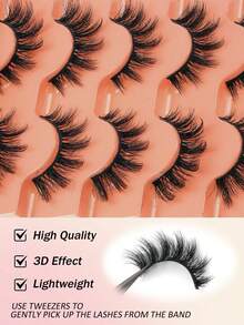 5 Pairs Fox Eye False Eyelashes, 3D Fluffy Wispy Faux Mink Lashes, Light Weight Soft Band Reusable Fake Eyelashes, Eye‑End Elongated Lash For Dating, Party, Photoshoot, Various Makeup Styles - Black - View 3