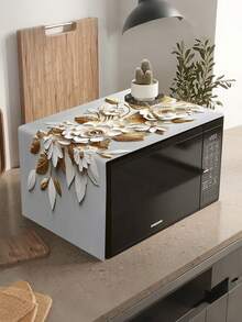 1pc Floral Microwave Dust Cover, Elegant Flowers Design Polyester Toaster Oven Dust Cover, 85x35cm Washable Machine Protector Decor For Home Kitchen, Appliance Dustproof Cover, 2D Flat - Floral - View 11