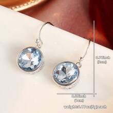 New Minimalist Long Blue Cubic Zirconia Dangle Ear Hooks, Hypoallergenic Earrings, Exquisite Gift For Best Friends - Silver - View 3