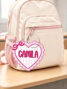 Personalized Girls Acrylic Name Tag: Cute Heart Backpack Keychain With Contact Info, Back To School Backpack Name Tag, Diaper Bag Tag - Multicolor - View 4