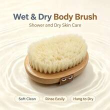 Soft Bristle Body Scrub Brush, Dry Brushing Bath Brush, Exfoliating Skin Brush For Body Scrubbing And Fat Removal - Apricot - View 11