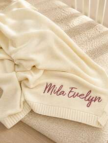 1pc Wrinkled Fabric Customized Embroidered Throw Blanket, Scalloped Hem, Customizable Stitching Decoration, 6 Colors Available, Multi-Purpose Indoor Lounge Blanket, Thoughtful Holiday Gift For All Adult Family Members - Multicolor - View 4