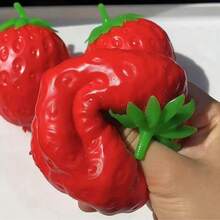 Screaming Strawberry Ball Soft Squeezable Crunchy Realistic Food Fruit Handmade Stress Relief Toy Soft Mochi Squeeze Fingertip Toy Soft Crunchy Silicone Bead Squeeze Toy - Multicolor - View 8