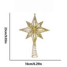 1Pc Glitter Snowflake Star Tree Topper, Spring Coil Base, Shiny Metal Red Gold Silver, Detachable Stand, Durable Non-Fading, Lightweight Easy Hang, Festive Xmas Ornament, Winter Holiday Home Decor, Mantel Desk Front Door Indoor Scene - Christmas - View 7