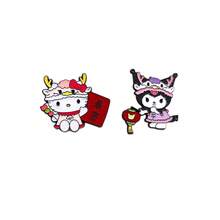 SANRIO 1個可愛卡通三麗鷗胸針，萬聖節與聖誕節金屬徽章，Hello Kitty胸針，柔美甜美貓咪合金包包飾品針 - 彩色 - 查看 4