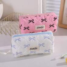 1pc Bowknot Pencil Case, Minimalist Portable Student Stationery Storage Bag, Multi-Functional Makeup Bag, Suitable For Daily School Use - Style 1 - View 5