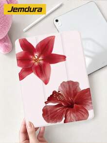 1件 2朵紅色扶桑花圖案設計平板保護殼，相容 iPad 10.2/10.5 吋、10代/11代 (A16)、Air 8 2026 (11 吋)、Mini 4/7 8.3 吋、Air 5/6/7 10.9 吋/11 (M2/M3)、Matepad 10.8/Tab，附筆槽收納，三折翻蓋保護殼 - 彩色 - 查看 5