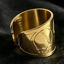 Rock Punk Style Stainless Steel Lightning Skull Open Ring, Unisex, Exclusive Symbol For Music Lovers And Fans, Music Festival Concert Gift - Open Ring - View 2