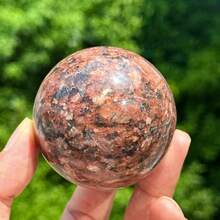 Stonehaven 1 buah Bola Batu Merah (150-350g) - Dekorasi Rumah, Bola Ramalan, Energi Kristal Penyembuhan, Spesimen Mineral, Hadiah Kristal, Tekstur Batu Permata Alami - Bola granit merah - View 2
