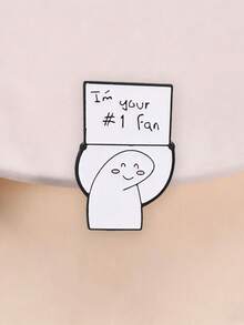 卡通人物「I'm Your #1 Fan」標語琺瑯領針胸章,勵志支持裝飾胸針 - 白色 - 查看 2