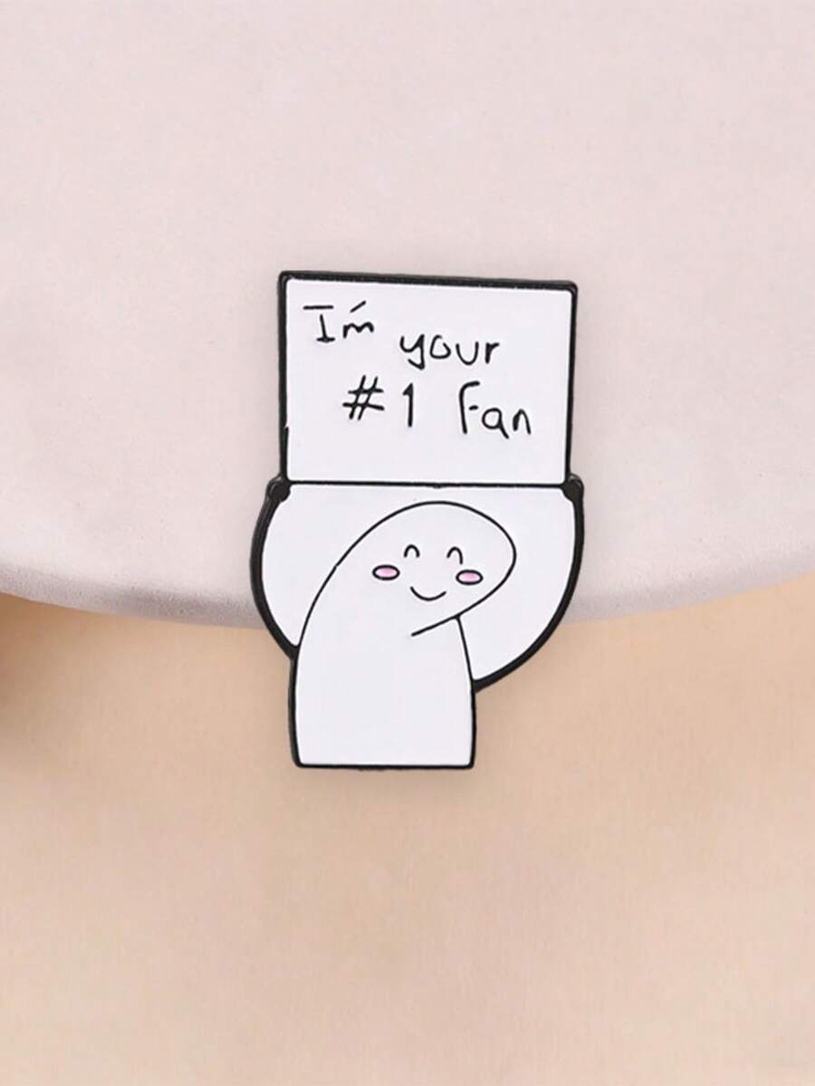 卡通人物「I'm Your #1 Fan」標語琺瑯領針胸章，勵志支持裝飾胸針