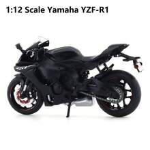 Burago 1:12 Scale Yamaha YZF-R1 Black/Red Die-Cast Motorcycle Model – Creative Desktop Ornament With Display Stand (Gift) - Multicolor - View 6