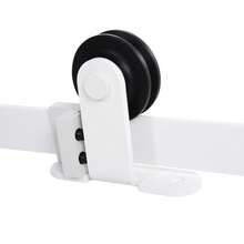 Sistema de Puerta Corredera para Puerta Simple, Riel de Deslizamiento con Accesorios, Acero al Carbono, Negro, 183x0.6x18cm, Instalación en Lugar - Blanco + Acero - Ver 2
