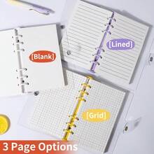 A6 Cute Plaid Transparent PVC Loose-Leaf Notebook, Detachable Loose-Leaf Diary, 120 Pages Lined/Blank Paper, Large Capacity No Sharp Edge Design, Soft Touch Planner Diary, Suitable For Middle And High School Students, Scrapbook - A6 - View 4