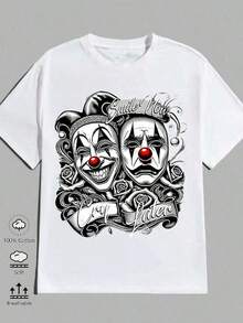 1pieza Camisetas para Hombres Ropa para Hombres Ropa para Hombres 180G Negro y Blanco con Tema de Juegos, Siempre Patrón de Juegos, Impresión de Alta Calidad, Cuello Redondo - Blanco - Ver 2