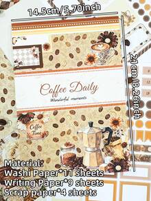 DanSoul 24 Large Coffee Theme Planner Sticker Book, Pre-Cut 3 Material Waterproof Matte PET Scrapbook Functional Sticker Set, Suitable For Bullet Journal Stationery Notebook Gift Office School Supplies Back To School - Scrapbook Stickers - View 11