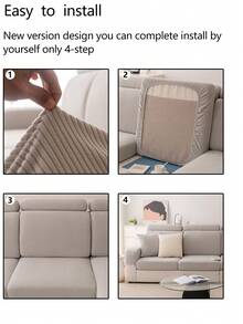1pc Elastic Thickened Comfortable Fleece Sofa Cover, Non-Slip Full Coverage Sofa Seat Cover, All-Season Universal Sofa Cushion Cover, Fabric Thickened Sofa Cover Cloth, Machine Washable, Dust-Proof, Dirt-Resistant, Home Decor, Pet-Friendly Protective Cover, Light Gray Fresh Room Decoration, Adjustable Corner Sofa Cover Suitable For Bedroom, Office, Living Room Combination And L-Shaped Sofa Blanket And 1234 Seat Covers - Light Grey - View 11
