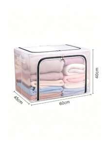 Clothing Storage Box, Transparent For Clear Visibility, Double‑Zipper Opening, Multiple Sizes Available, Large‑Capacity Storage For Clothes And Quilts, Foldable, Dust‑Proof And Moisture‑Proof, A Great Helper For Home Organization - Multiple Specifications - View 13
