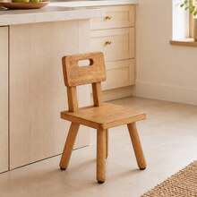 Nordic Solid Wood Footrest Stool With Backrest, Small Entryway Shoe Changing Bench With Handle - Brown - View 3
