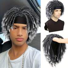 Headband Wig For Men 6Inch Short Afro Style Men's Synthetic Dreadlock Wig With Headband 100% Heat Resistant Fiber Daily Use Hairpiece - Multicolor - View 15
