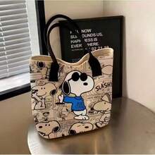 1pc Snoopy Print Yellow Canvas Tote Bag, Large Capacity, Suitable For Travel, Shopping And Daily Life, Ideal Gift For Birthday, Valentine's Day, Back To School And Graduation Season - View 15