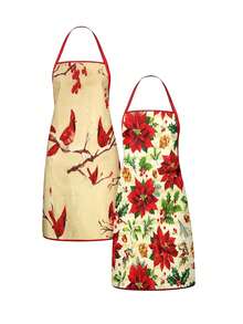 4 Pcs Christmas Cartoon Character Print Apron Set, Penguin Santa Snowman Elf Pattern Kitchen Cooking Baking Aprons For Holiday Party Home Decoration - Multicolor - View 8
