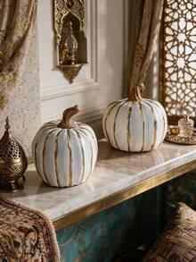 1pc Pumpkin Decor, Suitable For Harvest Season And Halloween, Creative Minimalist Exquisite Design, Resin Craft Desktop Ornament, Suitable For Home Interior, Tea Room, Office, Hotel, Cabinet Display, Holiday And Party Decoration - Pumpkin - View 2