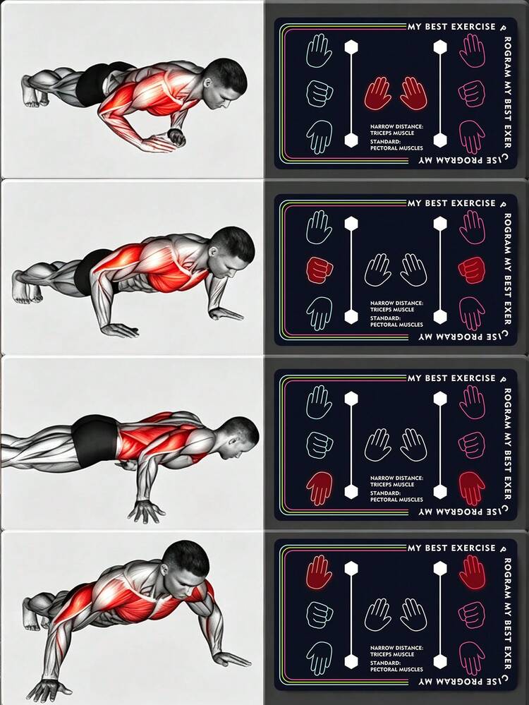 Beginner Push-Up Assist Pad, Non-Slip Push-Up Training Mat With Hand Placement Positions, 80x50cm, 3.5mm, Suitable For Chest, Shoulder And Triceps Home Workout Exercise Mat - A - View 3