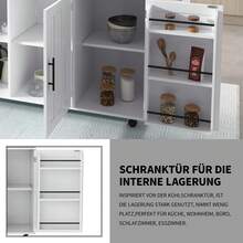 Large Sideboard/Buffet White - With Wheels And Sliding Doors - White - View 11