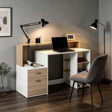Multifunctional Desk With Drawers And Open Shelves, Compact Work And Study Table, Flexible Desk, Computer Desk (Desk Only) - 白色 - 查看 5