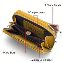 MIYIN Dompet Ponsel Model Kunci Jepit Bordir Cina, Tas Selempang Bahu dengan Slot Kartu dan Kantong Koin, Dompet Resleting Ringan dan Modis untuk Wanita - MultiWarna - View 3