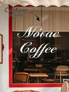 1pc Custom Store Name Window Vinyl Sticker, Elegant Cursive Die-Cut Decal, Waterproof Removable No-Residue Glass Sticker, Coffee Shop Retail Store Door Window DIY Decoration - Multi-color 1 - View 1