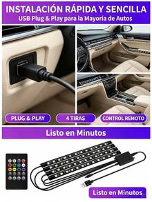 1pc USB RGB Car Interior LED Strip, Multicolor Ambient Light Kit With Wireless Control, Decorative Car Lighting With Light Modes And Sound Sync, Universal Accessory For Vehicle Customization, Ideal For Travel, Parties, And Daily Use - A - View 9