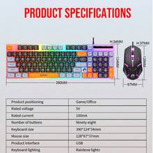 RAIKU Set Keyboard dan Mouse Gaming T28 Berkabel dengan Lampu Latar Tiga Warna dan Nuansa Mekanik, Keyboard Berkabel 98 Tombol dengan Lampu Latar, Mouse Gaming 3 Tombol - View 11