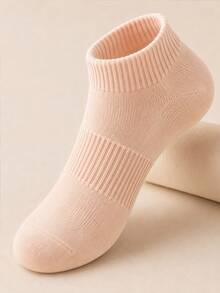 5/10 Pairs Women's Short Socks, Macaron Multi-Color Solid, High Elasticity Breathable Sweat-Absorbing, Combed Cotton, Anti-Slip Durable Non-Stuffy, Simple Colorful Socks For Daily Commute Home Leisure - Multicolor - View 3
