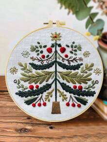 1件 20*20cm/7.9*7.9in 聖誕樹刺繡套件，DIY手工刺繡組，適合成人初學者，居家裝飾禮物，女性縫紉禮物，包含使用說明書、印花布料、刺繡框、針與線 - 聖誕樹 - 查看 6
