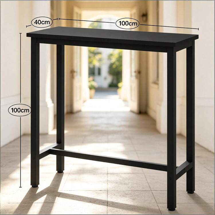 Stilvoller Banketttisch,Esstisch,Küchentisch,Bartisch,Konsolentisch(Nur Tisch) - Black - View 7