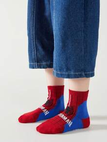 Marvel 5 Pairs Children's Spider-Man Themed Socks, Including Girls' Over-The-Knee Socks, Boys' Breathable Non-Slip Cartoon Socks And Children's Home Sports Non-Slip Floor Socks. - Multicolor - View 10