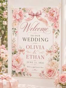 Custom Wedding Welcome Sign, Custom Plaque, Wedding Plaque, Personalized Plaque, Personalized Welcome Sign, Party Gift, DIY Party Entrance Sign, Upload Your Photo, Suitable For Birthday, Retirement, Wedding Party And Home Decor, Photo Welcome Sign, Elegant Photo Wedding Welcome Sign Template, Welcome Board, Wedding Photo Collage, Modern Welcome Sign, Printable Wedding Reception Poster - Multicolor - View 9