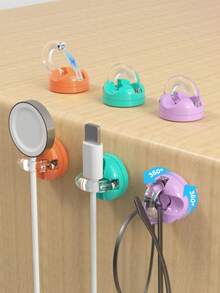 Rotating Suction Cup Open Cable Organizer, Entryway Kitchen Storage Hook, Multi-Functional Storage Gadget - Multicolor - View 5
