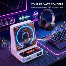 LOKMAT Portable CD Player, Bluetooth 5.3, Home CD Player, With HiFi Speakers, Rechargeable 5200mAh Battery, Micro SD/AUX Interface, Desktop CD Player, 6 Light Modes. - View 5