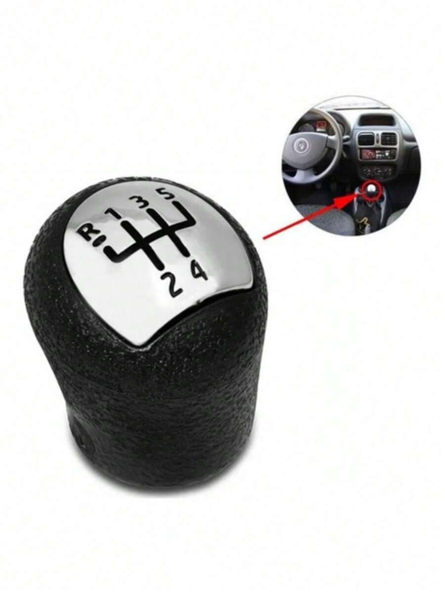 Manopla Bola Câmbio Renault Clio Preta Cromado Ré P/frente - A - Visão 1
