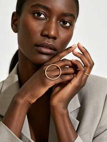 1pc European And American Geometric Minimalist Versatile Women's Ring - Yellow Gold - View 5