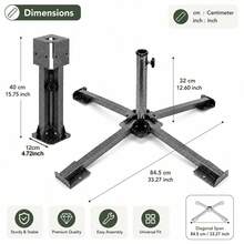 Foldable Umbrella Stand Base, Portable Metal Anchor | Foldable Adjustable Design Offers Easy Transport And Storage For Camping, Fishing And Garden Use. - Black - View 3